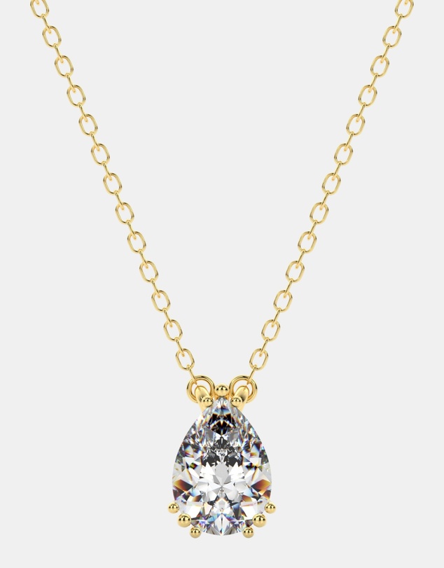 Georgini - Georgini Elegant Essentials 7mm Pear Cut Hidden Halo Pendant Gold