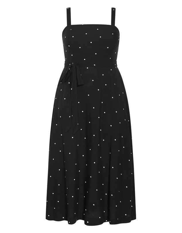 City Chic - Plus size Lola Spot A-Line Maxi Dress - black