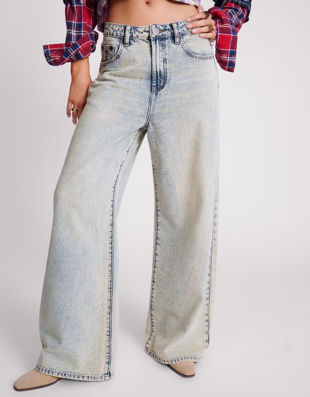 ONE TEASPOON - Blue Dust Love Machines Super Wide Leg Jeans