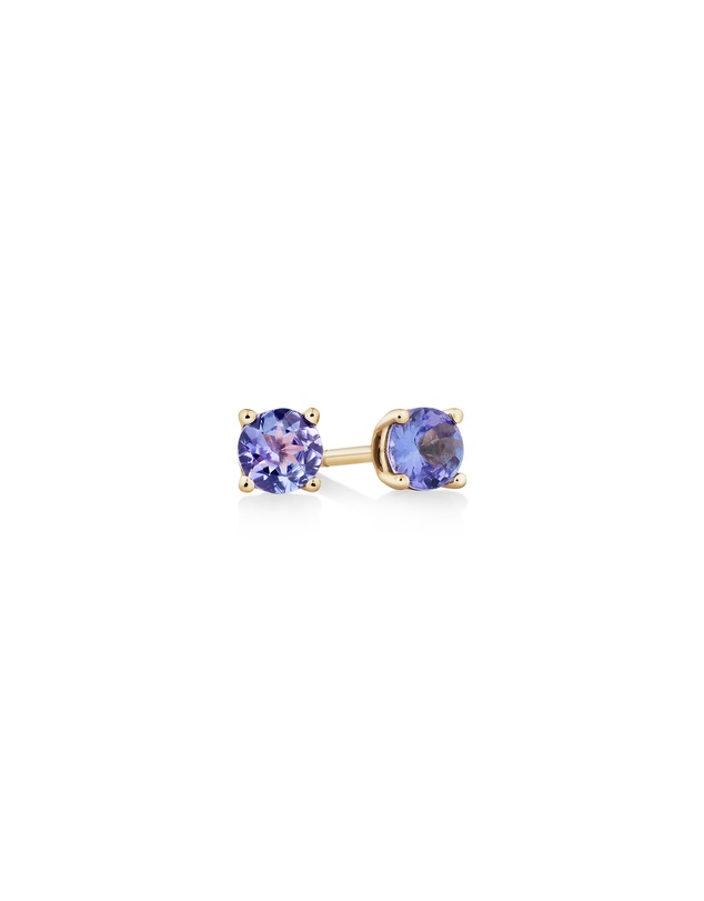 Michael Hill - Birthstone Stud Earrings with Tanzanite in 10kt Yellow Gold