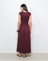 AERE - Esme Shirred Cotton Midi Dress