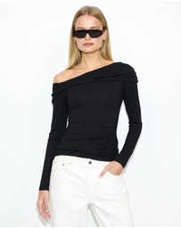 Dazie - Into The Night One Shoulder Jersey Long Sleeve Top