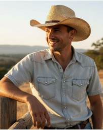 Jacaru - Jacaru 1818F Straw Cowboy Hat with Croc Band