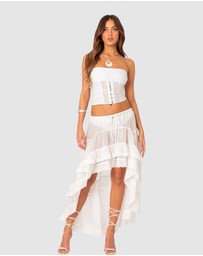 EDIKTED - Lacey Linen Look Corset