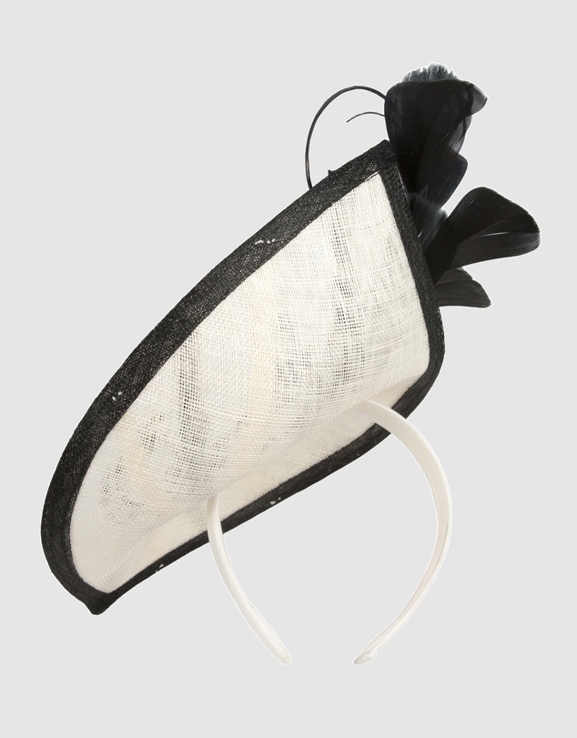 Max Alexander - Cream and Black Sinamay Racing Fascinator