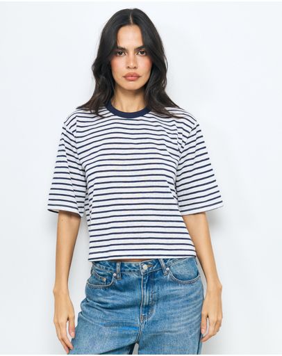 White And Navy Stipe