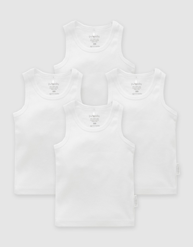 Purebaby - 4 Pack Rib Singlet-Babies