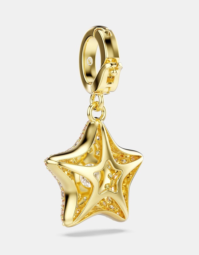 Swarovski - Sublima Charm, Round Cut, Star, Yellow, 18K Gold Finish