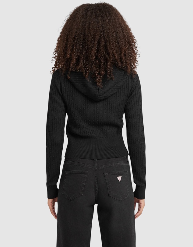 GUESS - GUESS JEANS Cable-Knit Hooded Cardigan