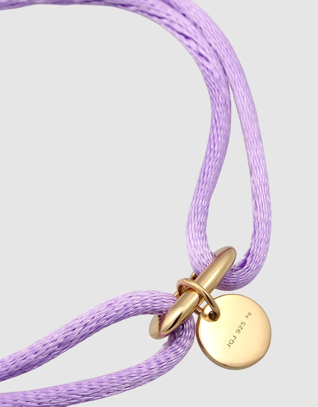 Elli Jewelry - Heart Charm Purple Satin Bracelet