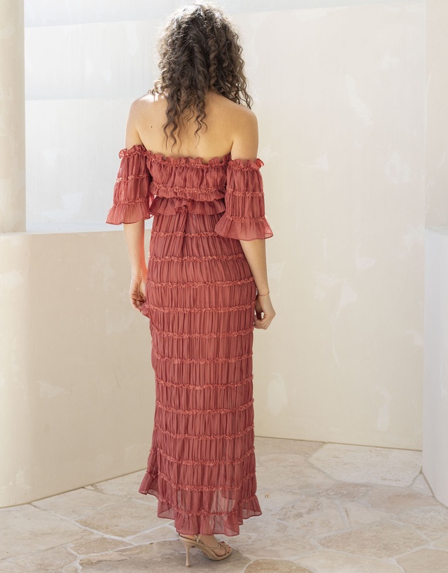 Angel Maternity - Marisol 2 piece Maternity Photoshoot Dress in Crimson Glow