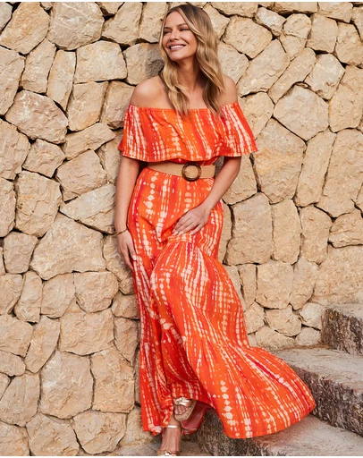 Sosandar - Bardot Tiered Maxi Dress