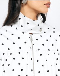 AERE - Polka Dot Funnel Neck Bomber