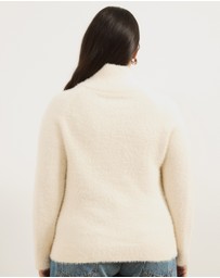 Atmos&Here Curvy - Cia Half Zipper Fluffy Turtleneck Sweater