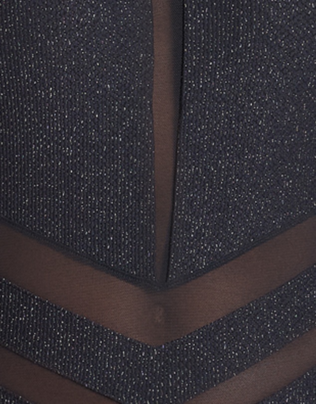 Leonisa - Glittery Backless Tummy Shaping One-Piece Swimsuit with Mesh