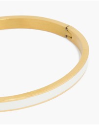 Lovisa - Waterproof Gold Plated Stainless Steel Thick White Enamel Thick Hinged Bangle