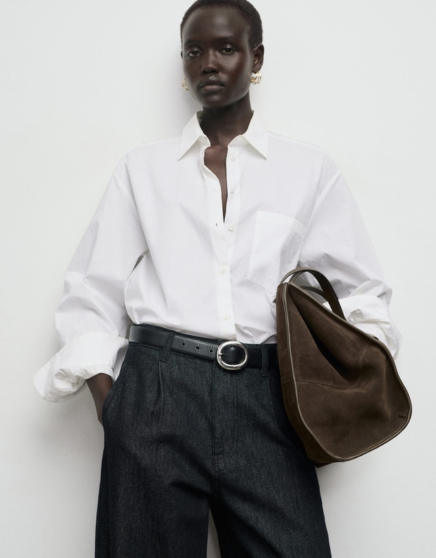M.N.G - Wide-Leg Pleated Denim Trousers