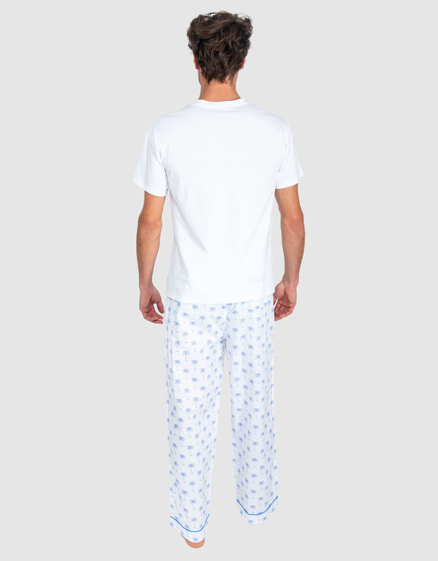 Sant And Abel - Men's Blue Palm Tree Pajama Pants