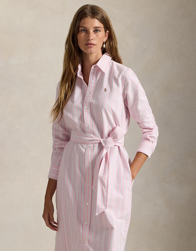 Polo Ralph Lauren - Striped Cotton Oxford Belted Shirtdress - The ICONIC Exclusive