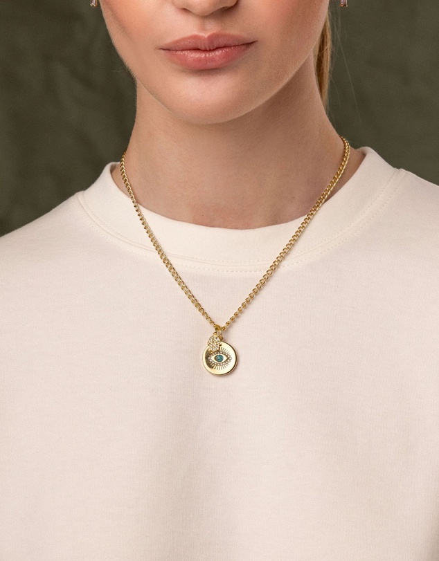 Nialaya Jewellery - Skyfall Evil Eye And Hamsa Hand Necklace