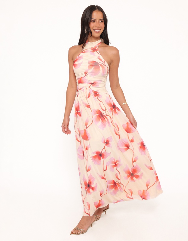 Petal & Pup - Kaira Halterneck Maxi Dress - Pink Floral