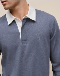 Trenery - Jersey Cotton Monogram Rugby in Denim Blue Marle