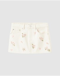 M.N.G - Floral Embroidery Skirt