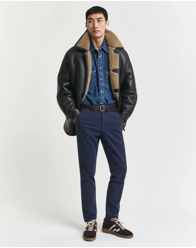 Gant - Slim Fit Cotton Herringbone Pants