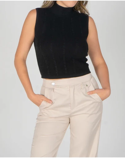 Lydan The Label - Cable Knit Turtleneck Top