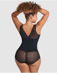 Leonisa - Sheer Stripe Detail Wirefree Sculpting Bodysuit