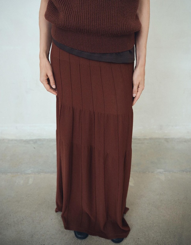 M.N.G - Knitted Long Skirt With Seam Detail