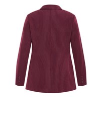 City Chic - Plus size Cora Blue Stripe Blazer - berry
