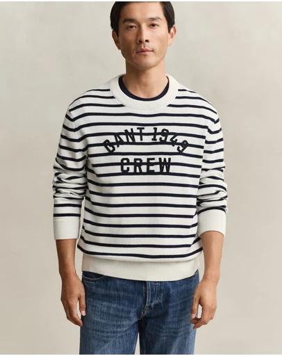 Gant - Breton Stripe Graphic Crew Neck