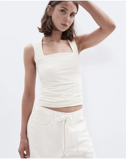 UNISON - Ruched Detail Sleeveless Top