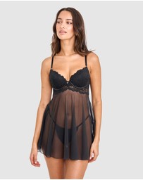 Bras N Things - Bethany Essentials Push Up Babydoll - Black