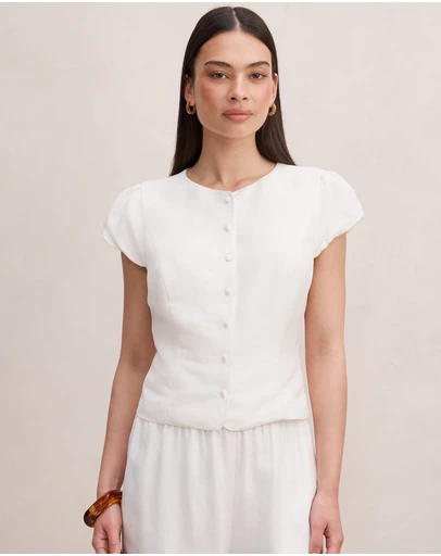 Forever New - Ella Button Up Linen Top