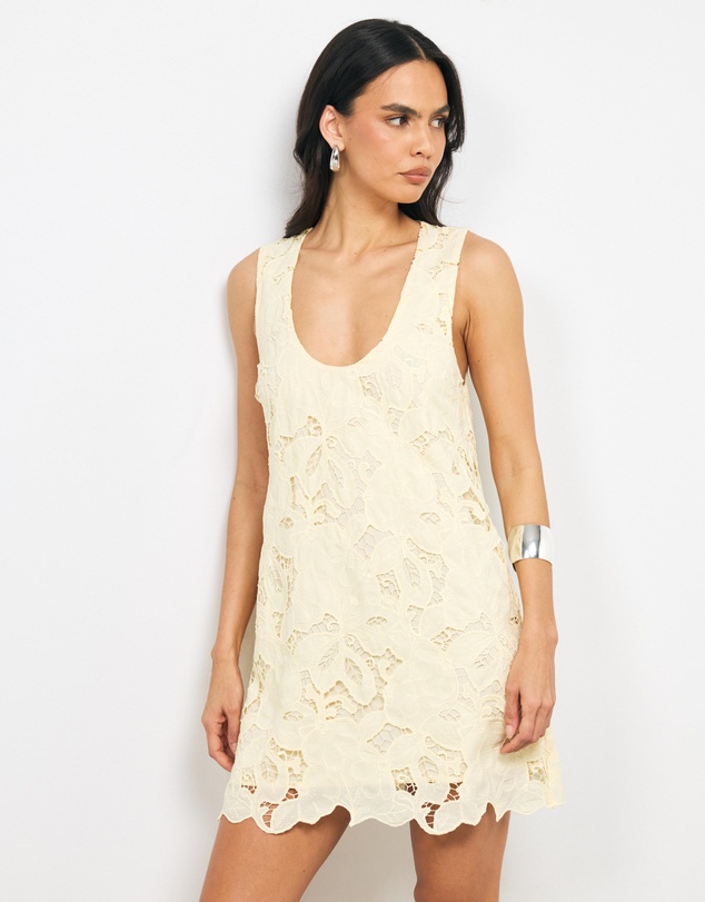 AERE - Evania Lace Shift Mini Dress