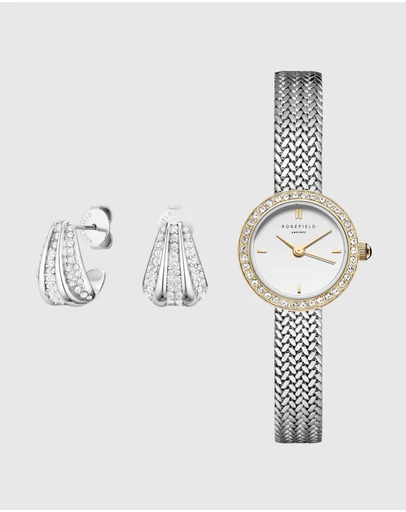 Rosefield - Mini Small Edit Crystal Duotone Watch and Earring Set