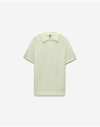 Calibre - Textured Open Knit Polo Citron