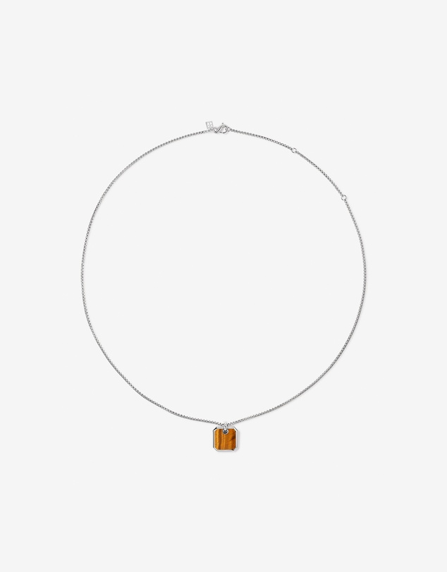 Michael Hill - Tiger’s Eye Square Pendant Necklace in Sterling Silver