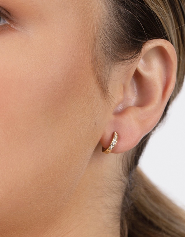 Lovisa - Gold Plated Sterling Silver Cubic Zirconia Huggie Earrings