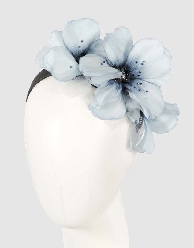 Max Alexander - Large Blue Flower Headband Fascinator