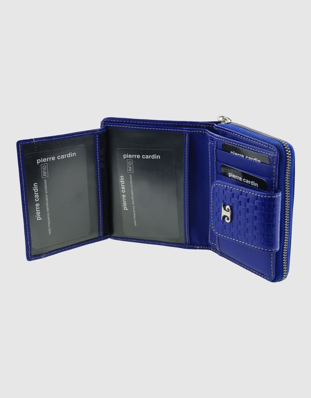 Pierre Cardin - Woven Leather Zip-Around Bi-Fold Wallet with RFID