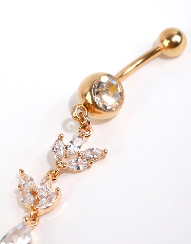 Lovisa - Gold Surgical Steel Marquise Cubic Zirconia Belly Bay