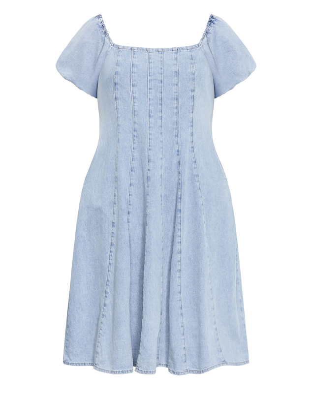 City Chic - Plus size Lulu Short Sleeve Denim Midi Dress - light wash