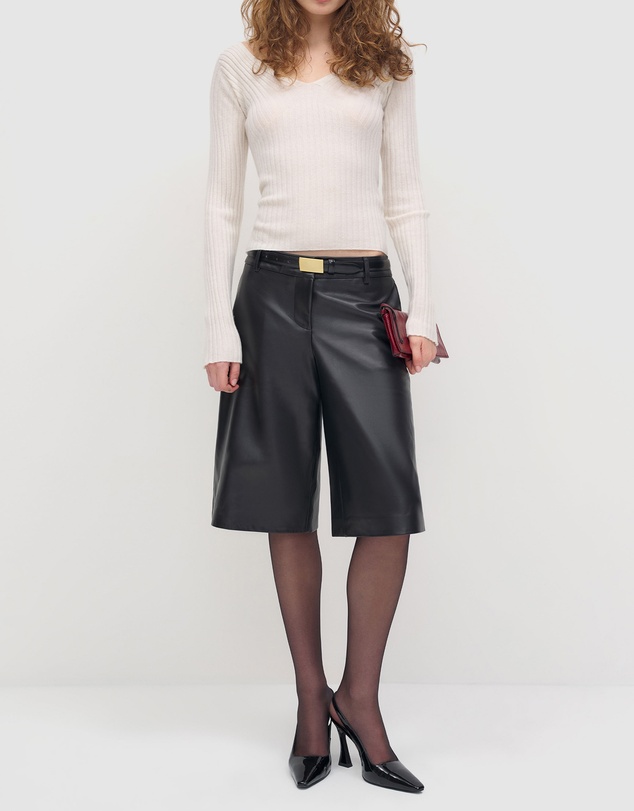 Reformation - Veda Gisele Leather Low Rise Bermuda