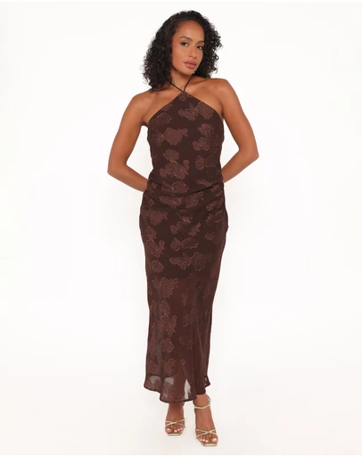 Petal & Pup - Remy Halterneck Maxi Dress - Brown