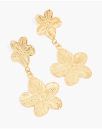 Lovisa - Waterproof Gold Plated Stainless Steel Flower Pearl Drop Earrings