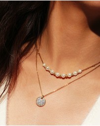 Ania Haie - Two-Tone Large Pave Disc Necklace