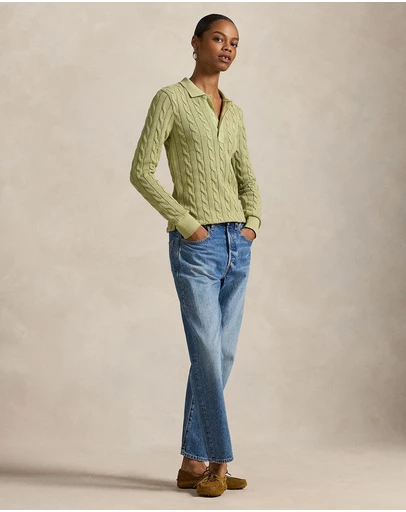 Polo Ralph Lauren - Cable-Knit Cotton Long-Sleeve Polo Shirt